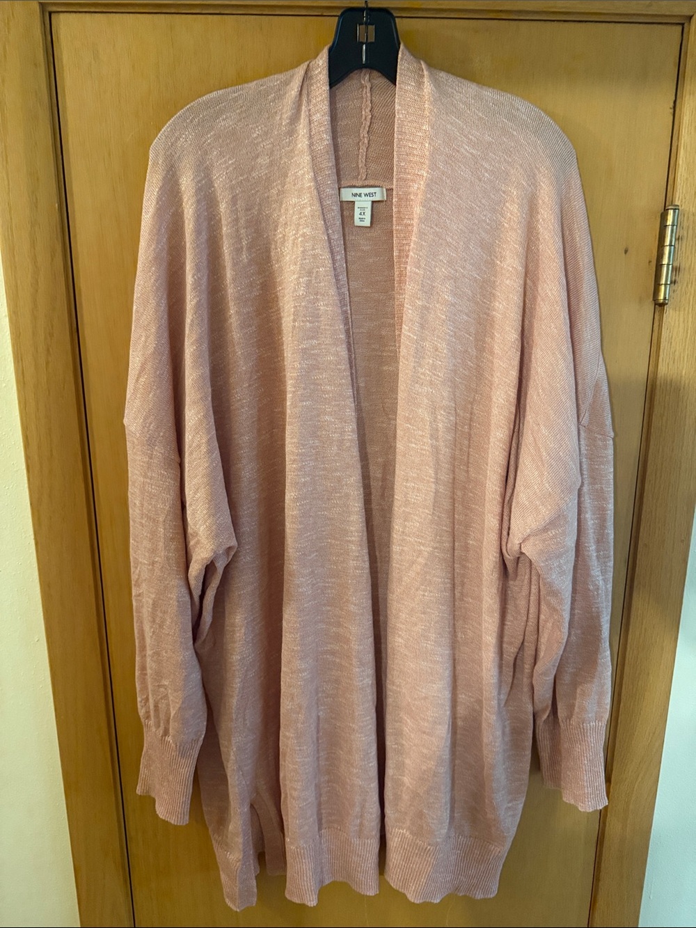 Nine West Women’s Open-Front Knit  Cardigan Sweater Blush Pink Size 4X